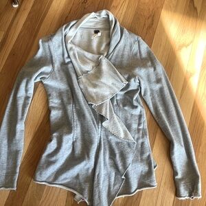 Free People Grey Asymmetrical Grey Zippered cardigan Sweatshirt Large